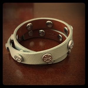 Tory Burch Leather Wrap T Stud Bracelet